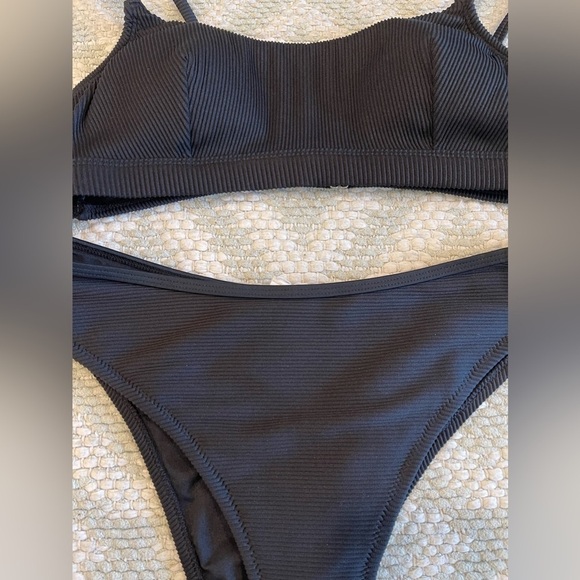 CUPSHE Women's 2 Piece Bikini Size Large Black Scoop Neck High Waist - Picture 6 of 8